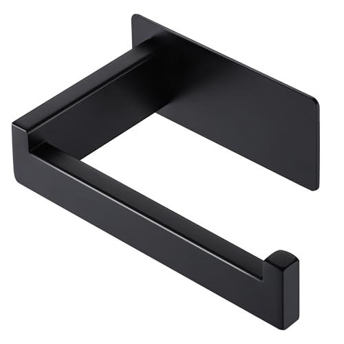 LANC Self-Adhesive Toilet Paper Holder, Matte Black Toilet Tissue Holder Wall Mounted for Bathroom Kitchen, Stick On Paper Roll Holder with No Drilling Rustproof Stainless Steel, A8307MB - Image 1