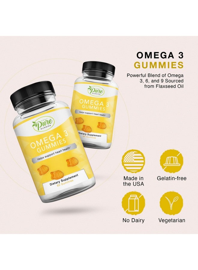 Pure By Nature جومي أوميغا 3 النقي من الطبيعة للبالغين والأطفال، مكملات أحماض أوميغا 3 الدهنية مع أوميغا 3 6 9 لدعم الدورة الدموية، نكهة البرتقال بدون زيت السمك، إمداد لمدة 60 يومًا (60 حبة) - Image 2