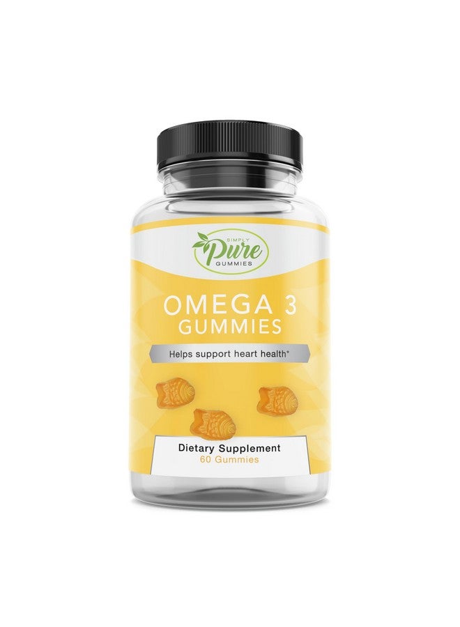 Pure By Nature جومي أوميغا 3 النقي من الطبيعة للبالغين والأطفال، مكملات أحماض أوميغا 3 الدهنية مع أوميغا 3 6 9 لدعم الدورة الدموية، نكهة البرتقال بدون زيت السمك، إمداد لمدة 60 يومًا (60 حبة) - Image 1