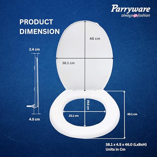 Parryware Plastic Standard Regular Seat Cover| White Toilet Seat Cover | Antibacterial & Comfortable | Commode Seat Cover for Bathroom Fixture (E80711C) - Image 3