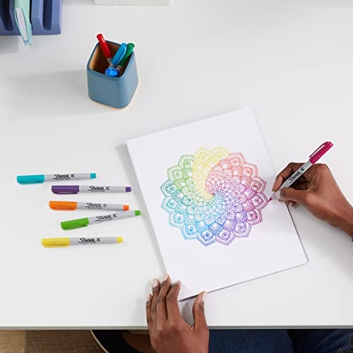 Sharpie Permanent Markers | Ultra Fine Point for Precise Marks | Assorted Colours | 12 Marker Pens - Image 5