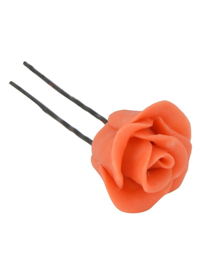 Unique Indian Crafts Orange Porcelain Hair Pin for Women (Pack of 2, SE-UIC-10) - Image 4