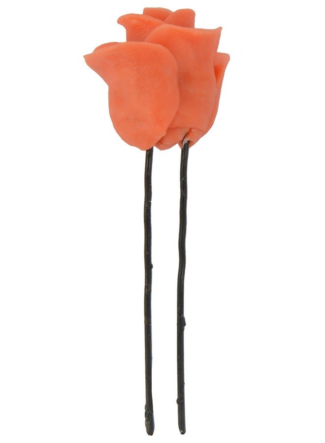 Unique Indian Crafts Orange Porcelain Hair Pin for Women (Pack of 2, SE-UIC-10) - Image 2