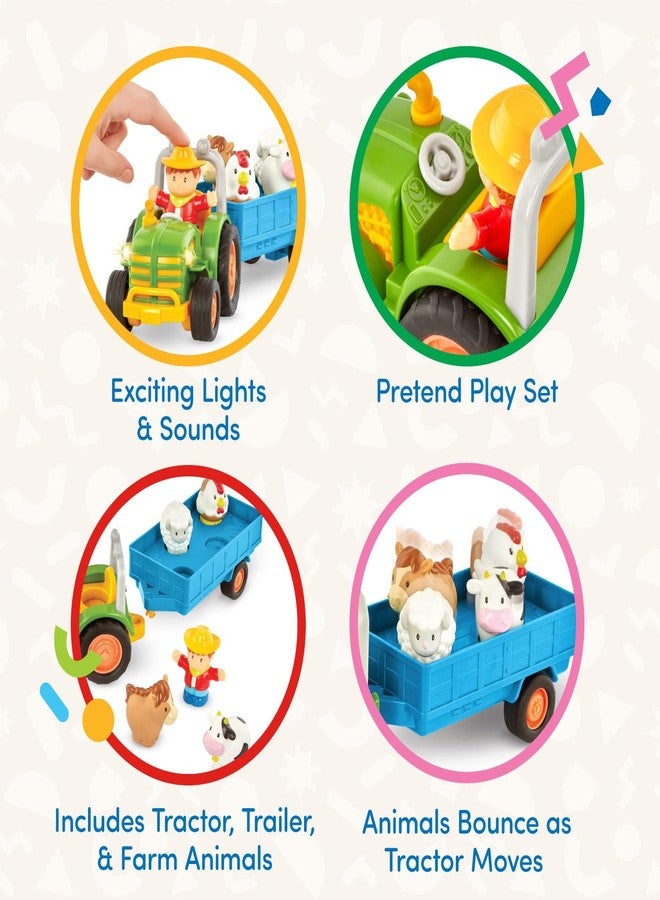 Battat - Farm Toys For Toddlers, Kids - Lights & Sounds Toy Tractor - 7 Pieces Pretend Play Set - Tractor, Trailer, Animals - 18+ Months - Image 5