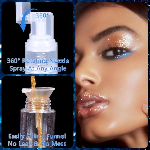 Matio 2 Pcs Glitter Duster Sprayer with 2 Funnels, 35ml Transparent Craft Spray Bottle, Empty Plastic Pump Multi-Purpose Edible Sprayer for Cake, Card, Flower, Scrapbooking, Cardmaking - Image 3