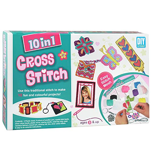 Toy Cloud 10 in 1 Cross Stitch Art and Craft Stitching Game to Make 10 Colourful Projects for Kids - Image 1
