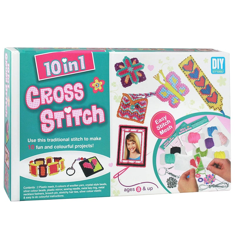 Toy Cloud 10 in 1 Cross Stitch Art and Craft Stitching Game to Make 10 Colourful Projects for Kids - Image 5