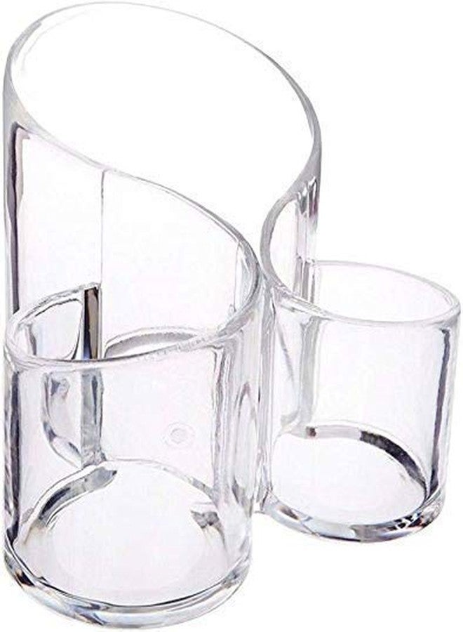 DRODRM 3 Compartments Acrylic Cosmetic Organizer Display Stand - Makeup Brushes-Lipstick-Pencil-Hair Combs and Jewelry Storage Holder for Home -Acrylic claer - Image 4