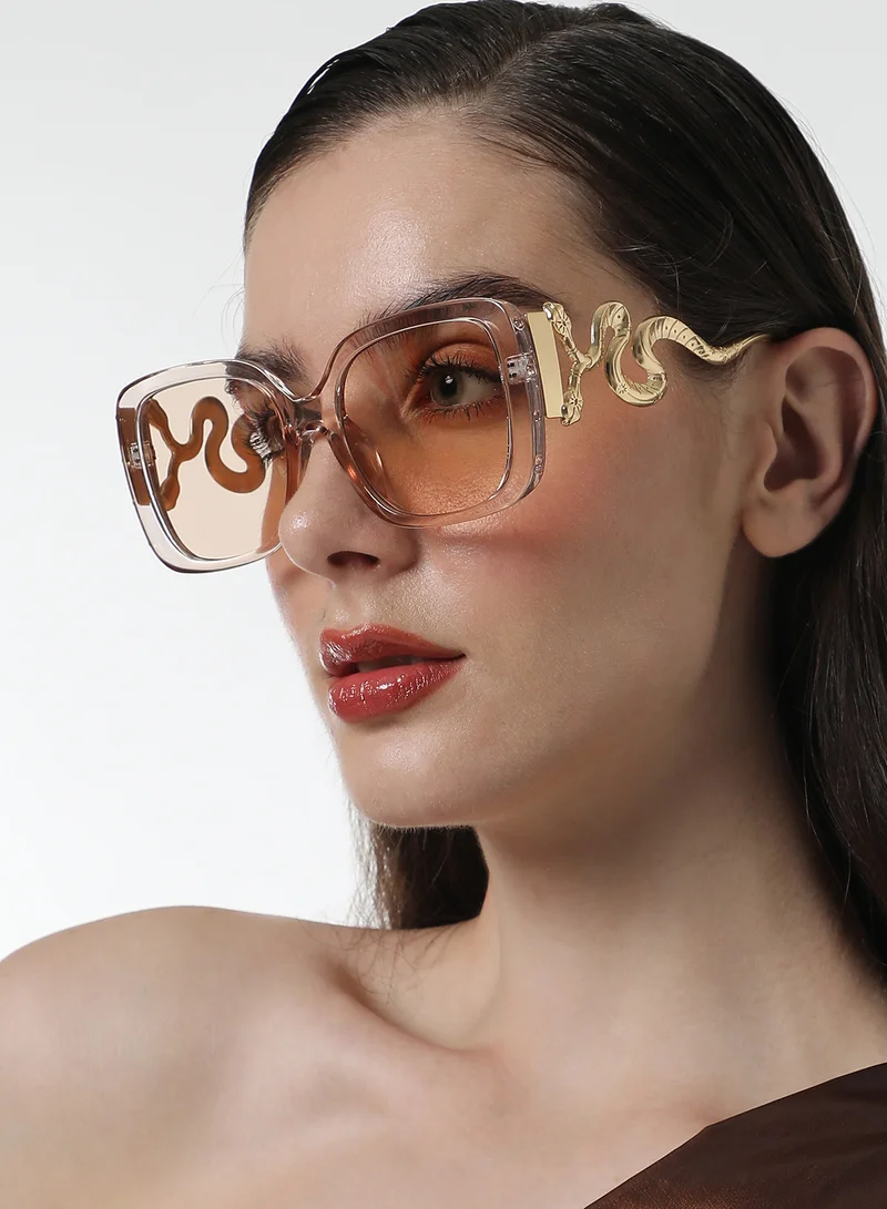 Haute Sauce Haute Sauce Women's The Serpent Butterfly Sunglasses For Casual Wear | One-Size | California Gold Alloy Frame | Ash Brown Polarized Lens | Full Rim | Eyewear For Woman & Girls