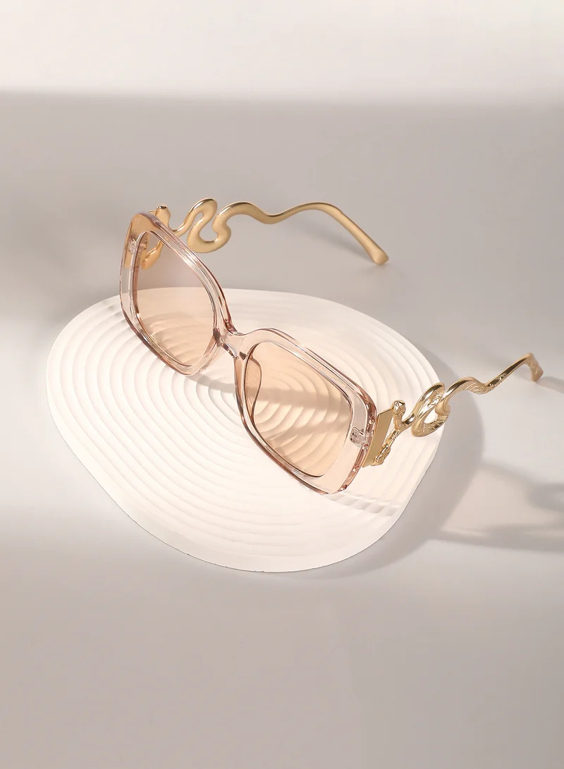 Haute Sauce Haute Sauce Women's The Serpent Butterfly Sunglasses For Casual Wear | One-Size | California Gold Alloy Frame | Ash Brown Polarized Lens | Full Rim | Eyewear For Woman & Girls