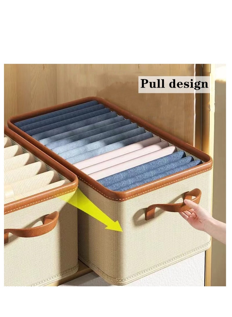 كوتيس 1-قطعة سلة تخزين قابلة للطي صندوق تخزين الملابس غير المنسوجة / بو الجلود بيج / بني 47x35x30 سم - Image 2