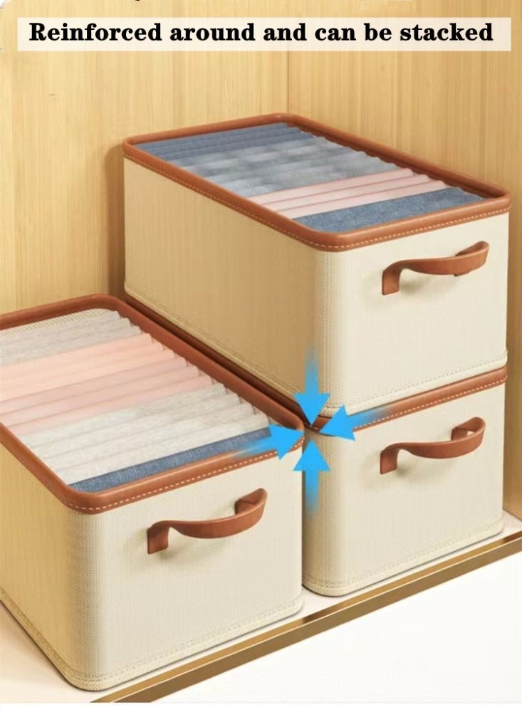 كوتيس 1-قطعة سلة تخزين قابلة للطي صندوق تخزين الملابس غير المنسوجة / بو الجلود بيج / بني 47x35x30 سم - Image 4