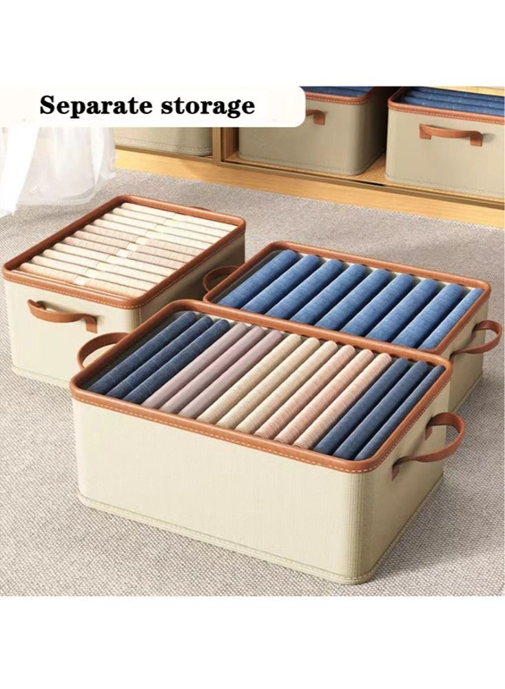 كوتيس 1-قطعة سلة تخزين قابلة للطي صندوق تخزين الملابس غير المنسوجة / بو الجلود بيج / بني 47x35x30 سم - Image 5