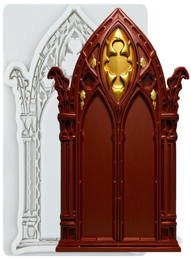 MYPRACS Gothic Castle Gate Silicone Mold Door Fondant Molds For Cake Decorating Cupcake Topper Chocolate Candy Polymer Clay Gum Paste - Image 1