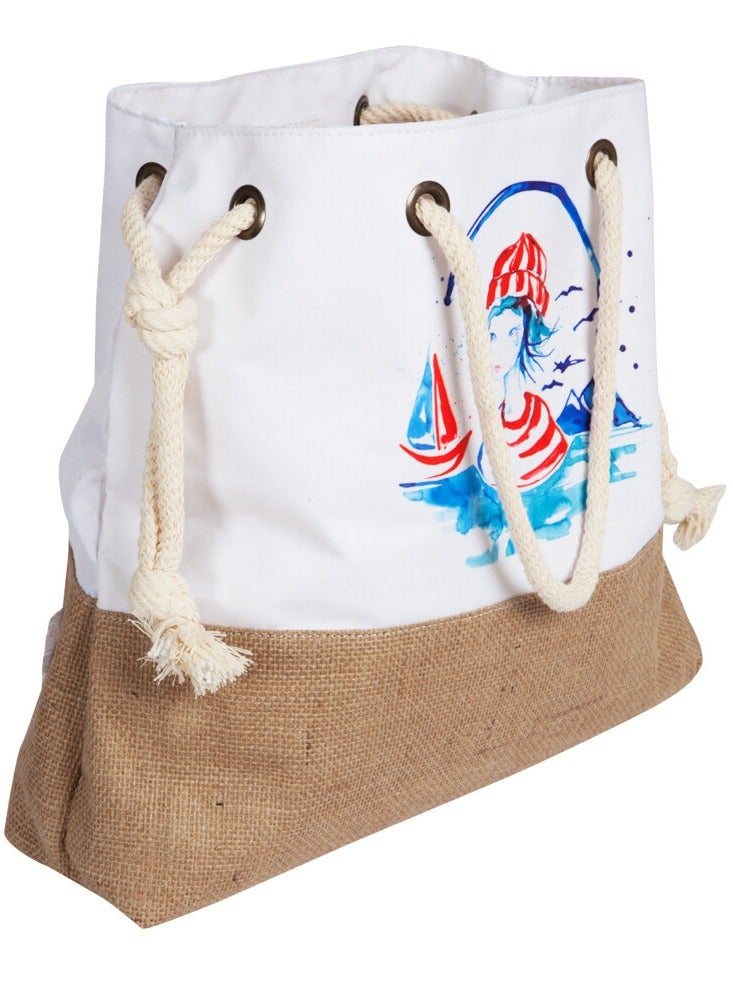 Anemoss Women’s Jute Beach Bag, Shoulder Bag for Women, Drawstring Closure, Large and Lightweight Summer Pool Bag with Adjustable Rope Handle and Inner Pocket  - Image 3