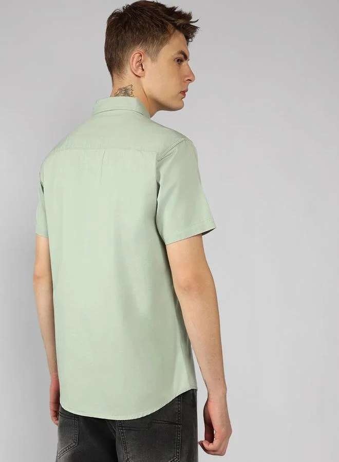 Dennis Lingo Dennis Lingo Solid Regular Fit Spread Collar Shirt
