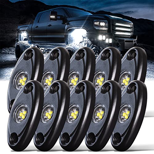 LEDMIRCY LED Rock Lights 10PCS White for Off Road Truck RZR Auto Car Boat ATV SUV Waterproof High Power Neon Trail Rig Lights (Pack of 10,White) - Image 1