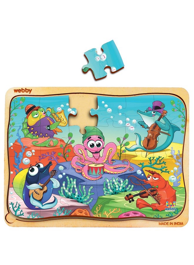 Webby Underwater Orchestra Wooden Jigsaw Puzzle for Kid, 24Pcs, Multicolor - Image 3