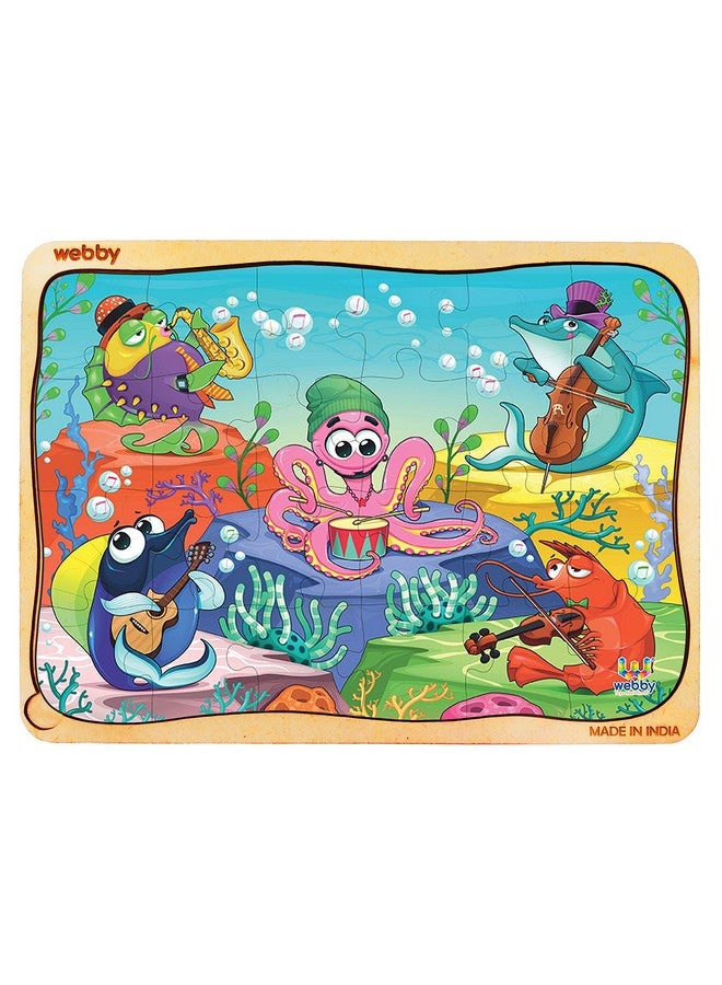 Webby Underwater Orchestra Wooden Jigsaw Puzzle for Kid, 24Pcs, Multicolor - Image 1