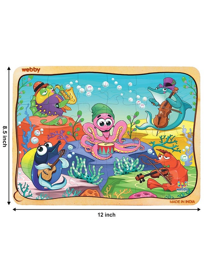 Webby Underwater Orchestra Wooden Jigsaw Puzzle for Kid, 24Pcs, Multicolor - Image 5