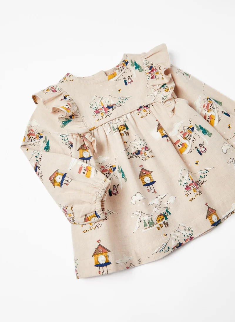 Zippy Cotton Tunic for Baby Girls 'Cuckoo', Beige