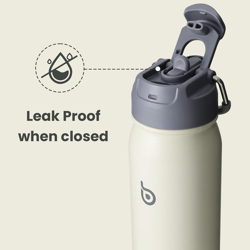 BOTTLE BOTTLE 24 oz Insulated Stainless Steel Sports Water Bottle with Straw and Pill Holder - Gray - Image 4