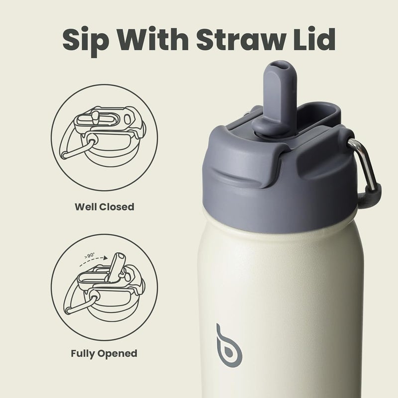 BOTTLE BOTTLE 24 oz Insulated Stainless Steel Sports Water Bottle with Straw and Pill Holder - Gray - Image 3