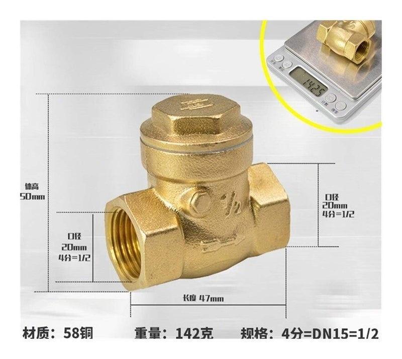Brass Swing Check Valve 1 2 Inch BSPP Thread High Pressure Water Pipe Valve - Image 4