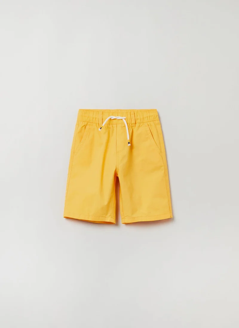 او في اس OVS Cotton Bermuda Shorts With Drawstring