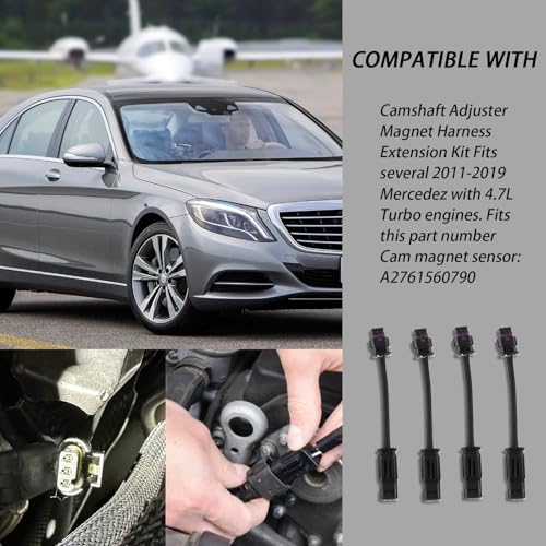 XTPTFABS 4PCS 3 pin Harness Extension Kit/Camshaft Adjuster Magnet Harness Wire Extension Kit Compatible with Mercedes-Benz 4.7L M278 Engine 2011-2020 (4) - Image 2