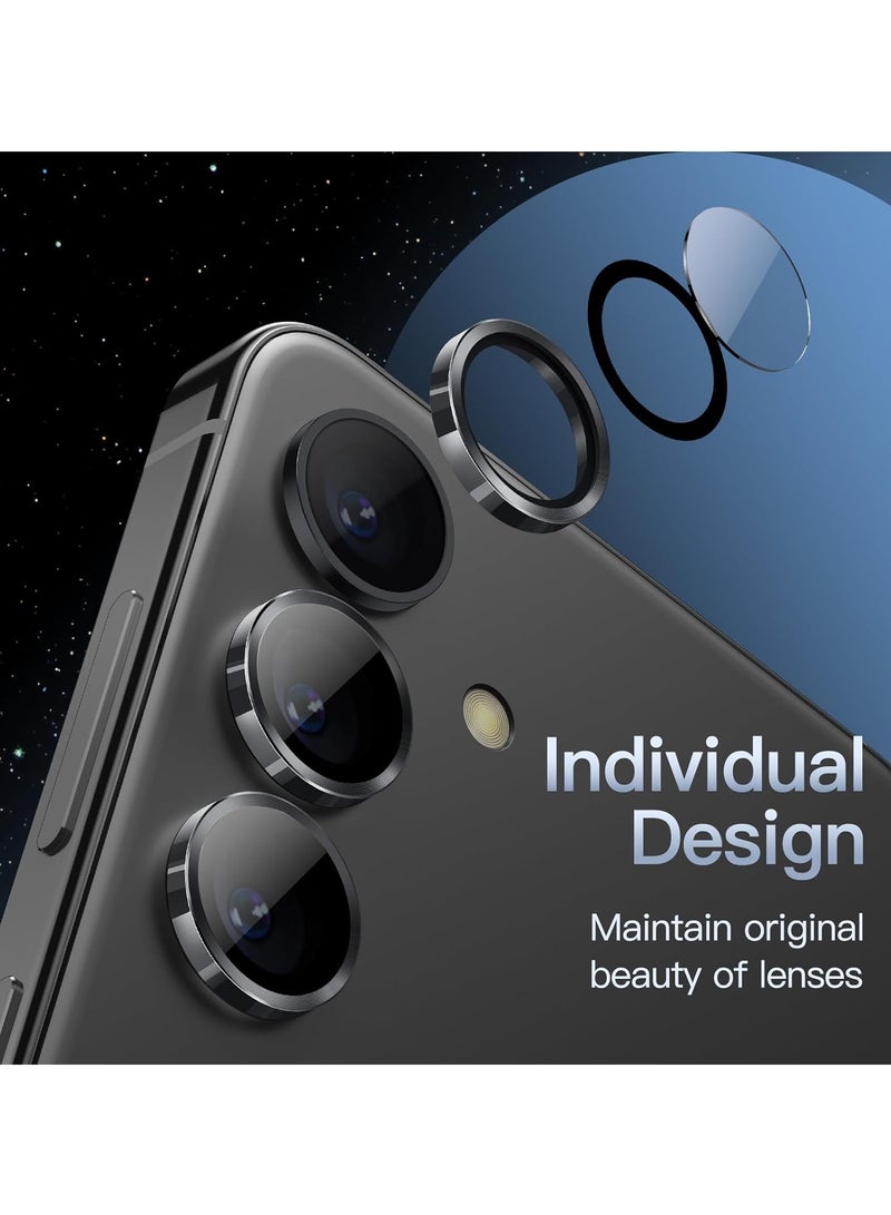 DUSALA Camera Lens Protector for Samsung Galaxy S25+ / S25 Plus 5G, 9H Tempered Glass Metal Individual Ring Cover, Easy Installation Tray, HD Clear, 1 Set (Black) - Image 3