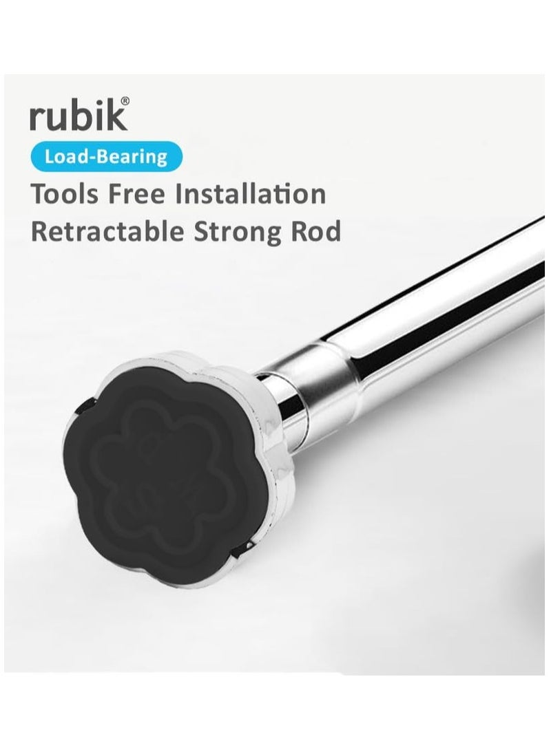 Rubik قضيب ستارة بطول قابل للتعديل من 60 سم إلى 105 سم، قضيب شد تلسكوبي من الفولاذ المقاوم للصدأ لكابينة الاستحمام وأحواض الاستحمام والخزائن والنوافذ ومناطق تغيير الملابس - غير قابل للانزلاق ولا يحتاج إلى حفر - Image 4