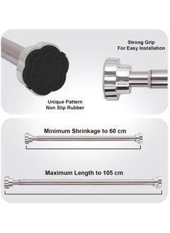 قضيب ستارة بطول قابل للتعديل من 60 سم إلى 105 سم، قضيب شد تلسكوبي من الفولاذ المقاوم للصدأ لكابينة الاستحمام وأحواض الاستحمام والخزائن والنوافذ ومناطق تغيير الملابس - غير قابل للانزلاق ولا يحتاج إلى حفر - pzsku/Z68DE082CE7385A99B61FZ/45/_/1719500046/5b66f5a8-0a43-4e56-a810-b964fb22b37f