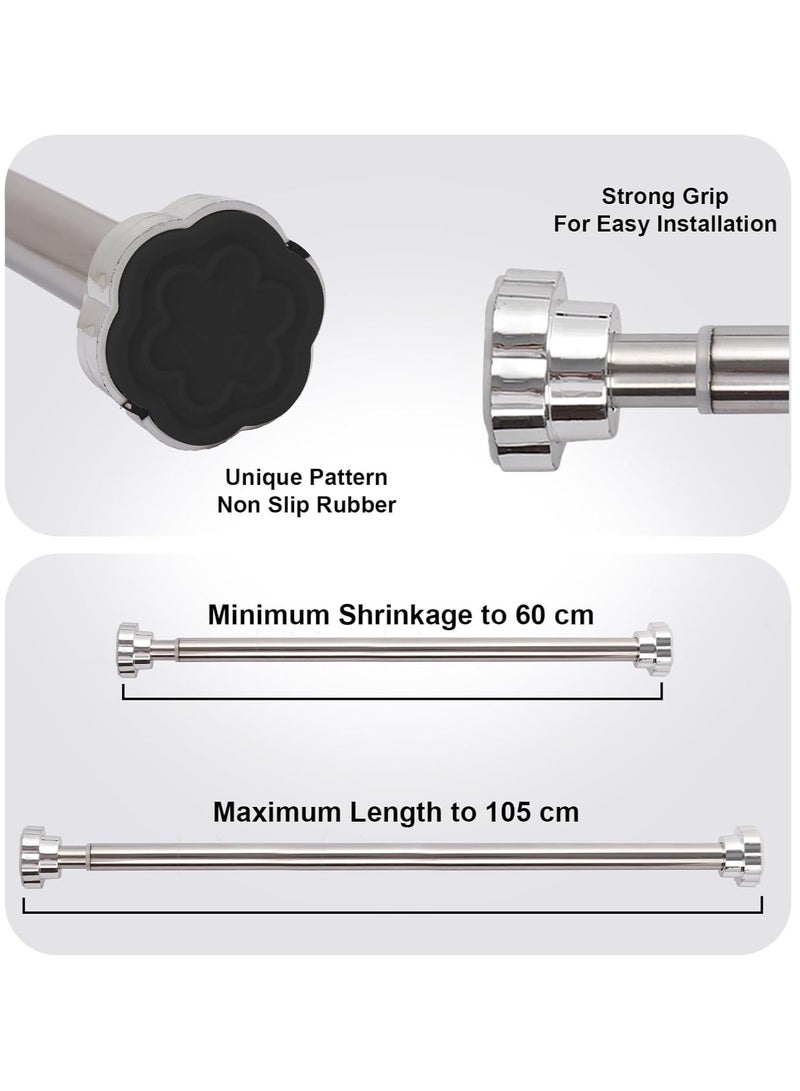 Rubik قضيب ستارة بطول قابل للتعديل من 60 سم إلى 105 سم، قضيب شد تلسكوبي من الفولاذ المقاوم للصدأ لكابينة الاستحمام وأحواض الاستحمام والخزائن والنوافذ ومناطق تغيير الملابس - غير قابل للانزلاق ولا يحتاج إلى حفر - Image 3