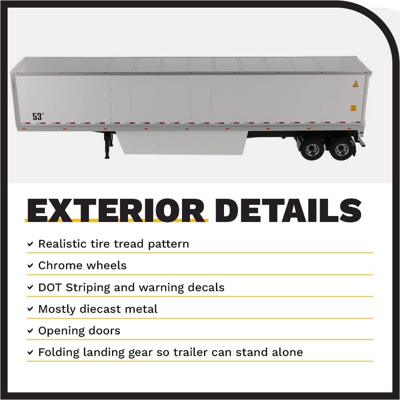 Diecast Masters 53' Dry Cargo Van Trailer White Transport Series 1/50 Diecast Model by Diecast Masters 91021 - Image 4