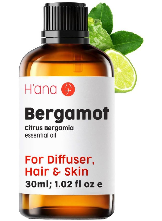 hana زيت البرغموت العطري - يريح آلام العضلات ويعزز المزاج - لتمارين متجددة الطاقة - 100% نقي من الدرجة العلاجية للاستخدام في العلاج بالروائح والاستخدام الموضعي - 30 مل - Image 1