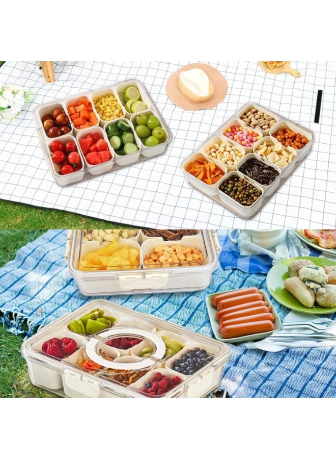 Kimaya Divided Serving Tray with Lid and Handle Portable Snackle Box Charcuterie Container - Image 5