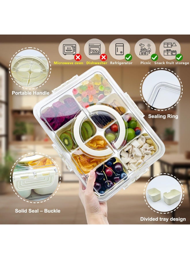 Kimaya Divided Serving Tray with Lid and Handle Portable Snackle Box Charcuterie Container - Image 2