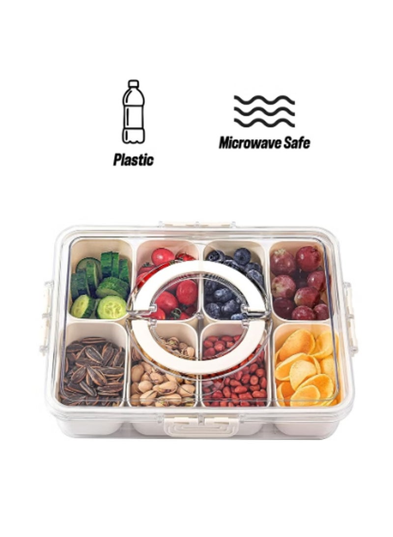 Kimaya Divided Serving Tray with Lid and Handle Portable Snackle Box Charcuterie Container - Image 1