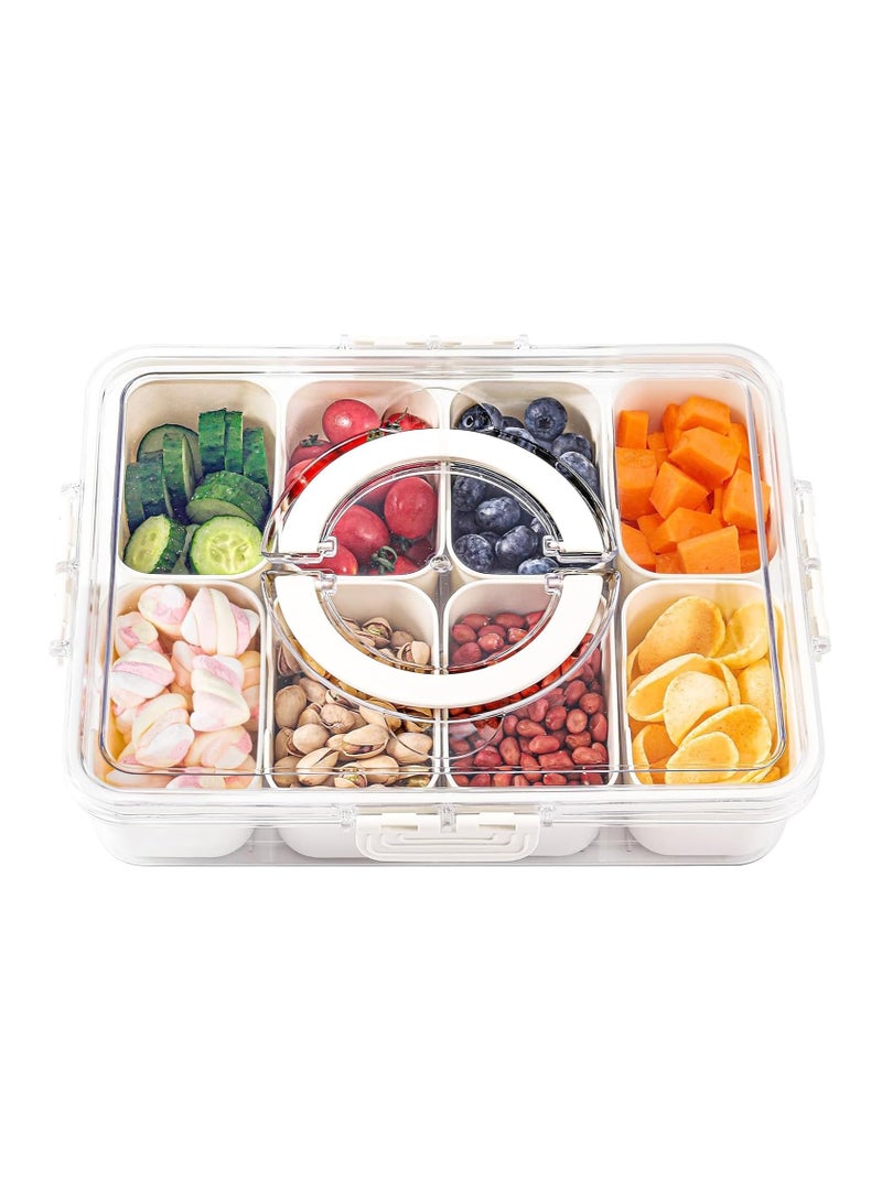 Kimaya Divided Serving Tray with Lid and Handle Portable Snackle Box Charcuterie Container - Image 4