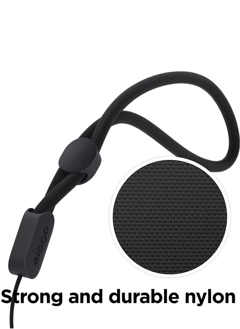 Universal Nylon Strap with Adjustable Button Compatible with AirPods Pro 2 (2nd Generation) - Black