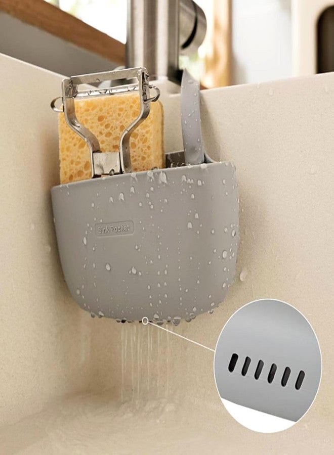 Kinteshun Kitchen Sink Caddy Sponge Holder Hang Basket for Scrubber Dish Brush Soap Holder Pocket Kitchen Accessories Organizer (Single Basket,2pcs) - Image 5