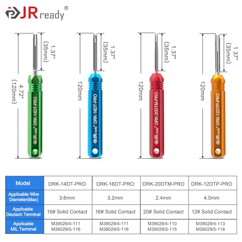 JRready ST5291 Deutsch Pin Removal Tool for Deutsch Size 12 16 20 Solid Contacts Wire Gauge 12-22 AWG,Terminal Release Tool Kit for Deutsch DT, DTM, DTP, DTHD, and HD Series Connectors - Image 2