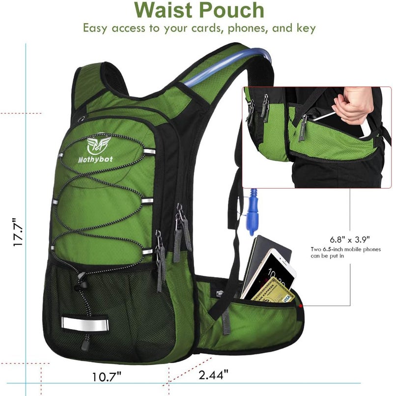 Mothybot Hydration Pack, Insulated Hydration Backpack with 2L BPA Free Water Bladder and Storage, Hiking Backpack for Men, Women, Kids for Running, Cycling, Camping - Keep Liquid Cool up to 5 Hours - Image 3