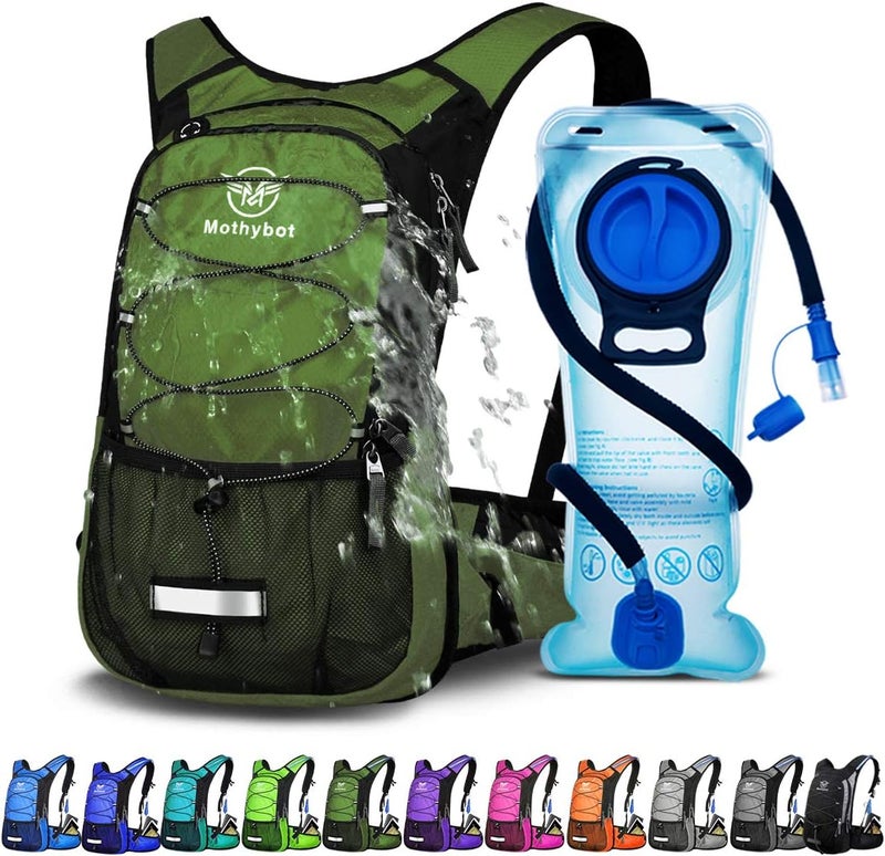 Mothybot Hydration Pack, Insulated Hydration Backpack with 2L BPA Free Water Bladder and Storage, Hiking Backpack for Men, Women, Kids for Running, Cycling, Camping - Keep Liquid Cool up to 5 Hours - Image 1