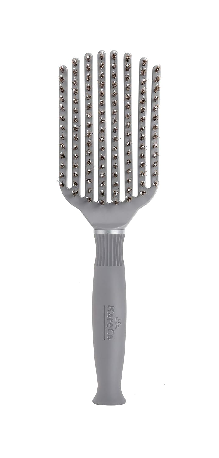 All New KareCo Tangle Buster Flexible Paddle Brush Detangler  Styler for All Hair Types  Dual Nylon and Boar Bristles 9 Fingers