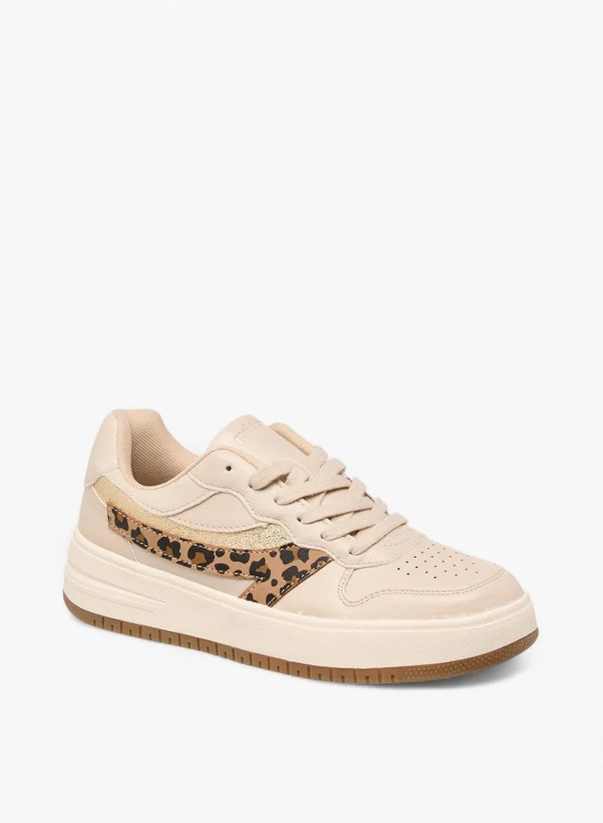 MISSY Women Animal Print Sneakers with Lace-Up Closure