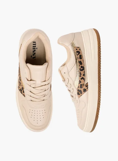 ميسي Women Animal Print Sneakers with Lace-Up Closure