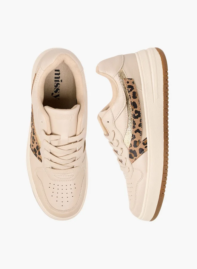 MISSY Women Animal Print Sneakers with Lace-Up Closure