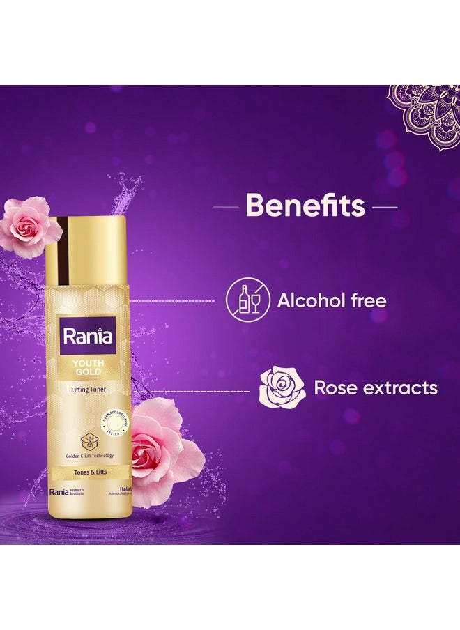Rania Rose Water| Alcohol Free Toner| Boosts Skin Hydration| Calms & Soothes Skin|Vit C,24K Gold, Licorice Extracts|Niacinamide, Honey, Glutathione|100% Halal| Refines, Lifts & Softs Skin, 100Ml  - Image 3